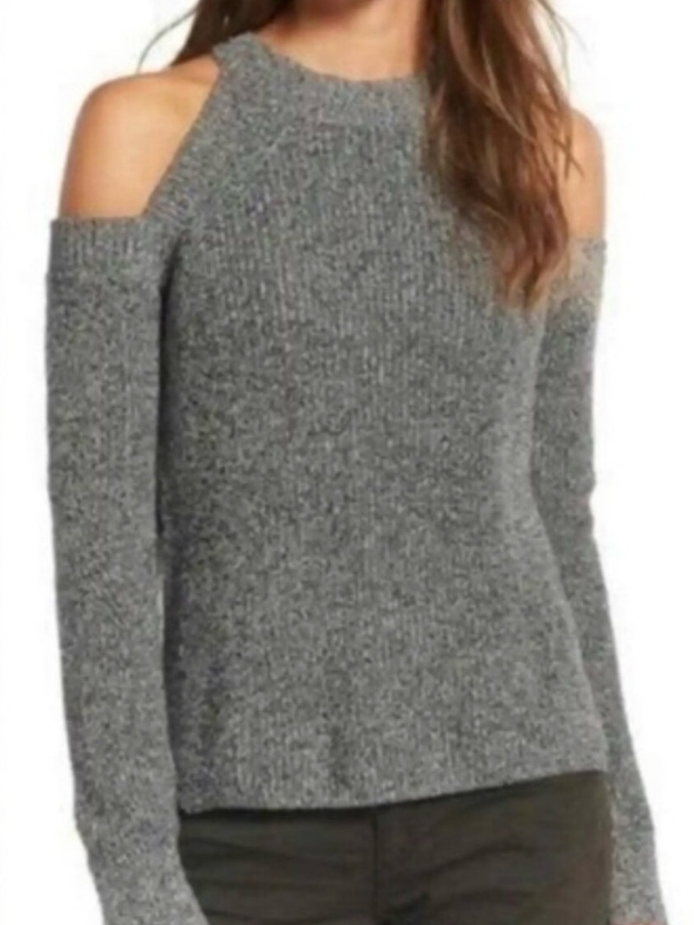 #325 RAG & BONE/JEAN Dana Cold-Shoulder Black/White Marbled Sweater NWT